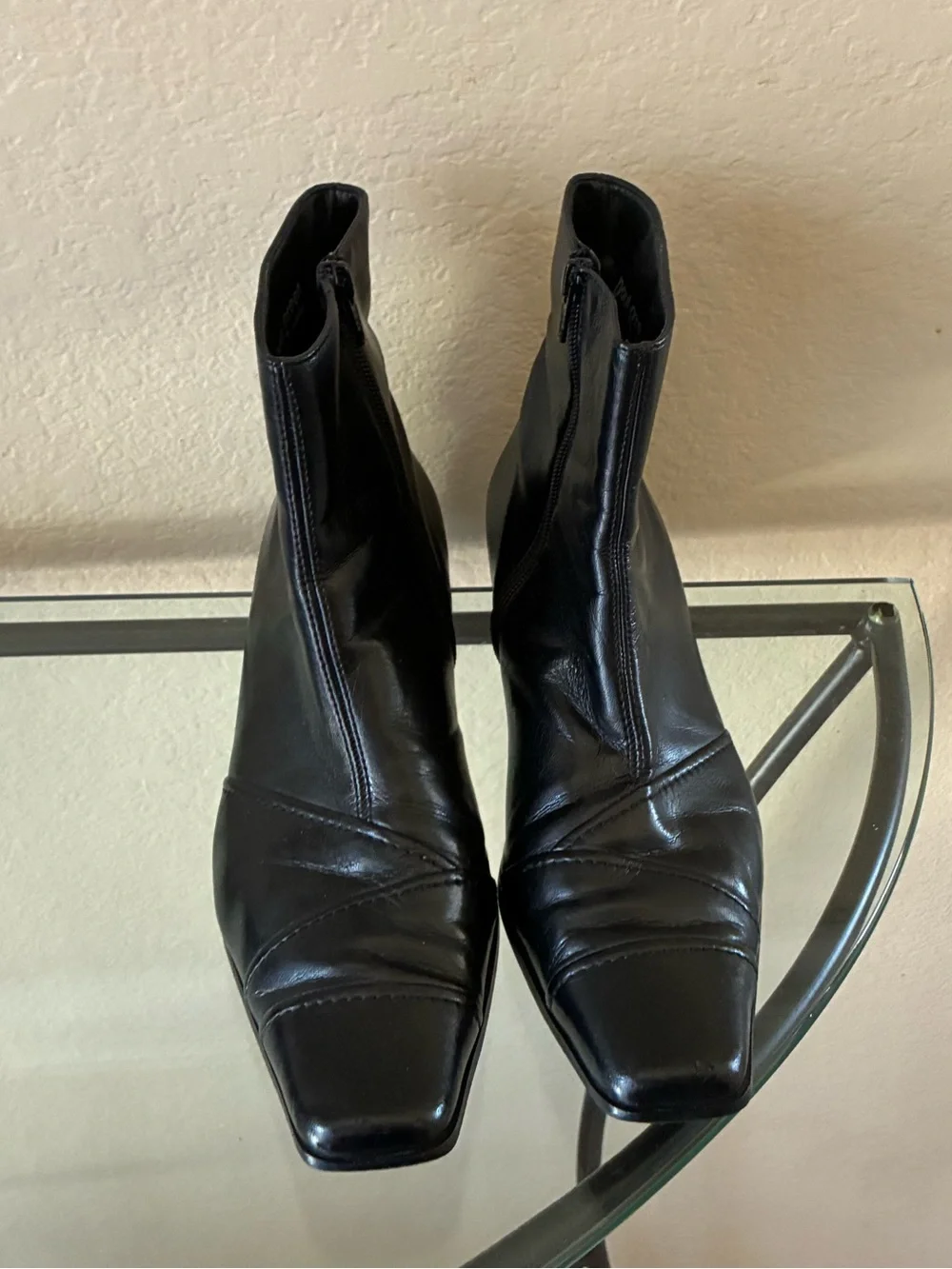 Paul Green Black Square-Toe Ankle Boots